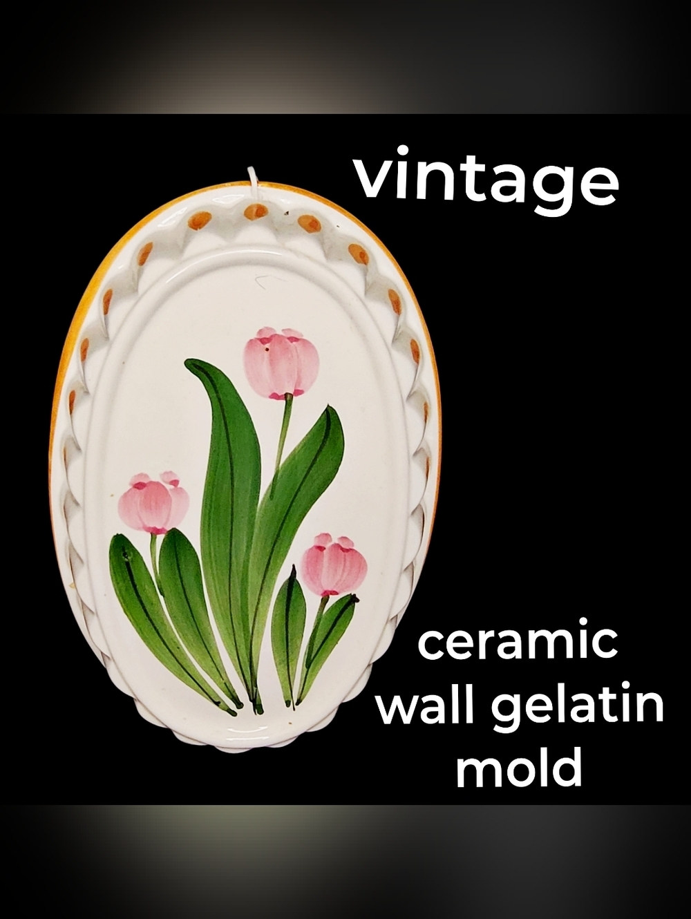 Vintage Pink Tulip Ceramic Gelatin Mold Wall Art